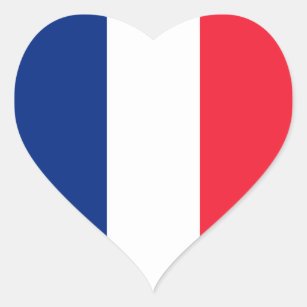 French Flag Blue, White and Red Tricolor Heart Heart Sticker