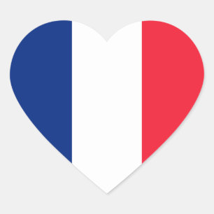French Flag Blue, White and Red Tricolor Heart Sticker