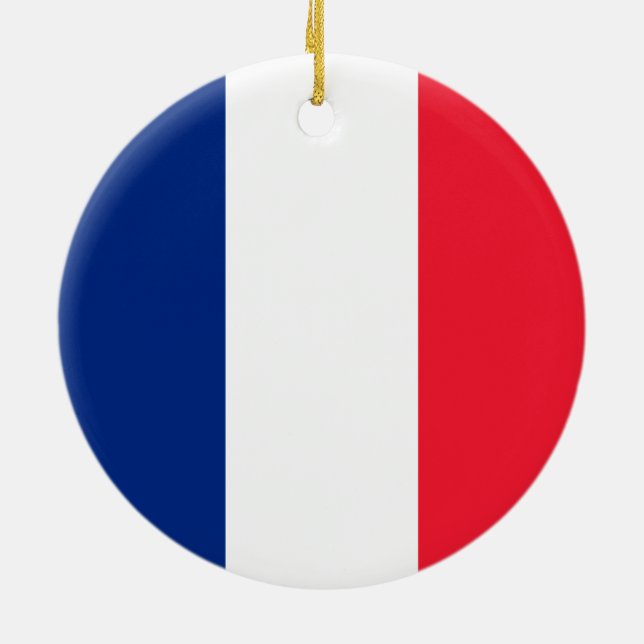 French Flag Ceramic Tree Decoration (Back)