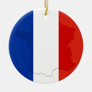 French flag ceramic tree decoration