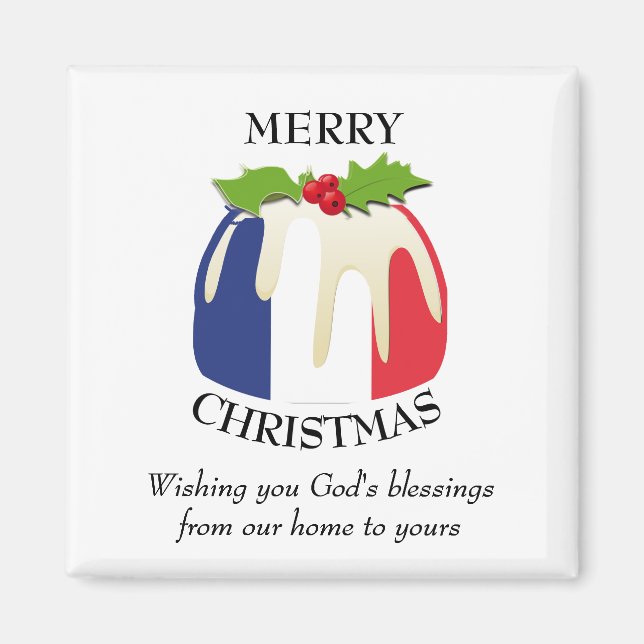 FRENCH FLAG Christmas Pudding Magnet (Front)