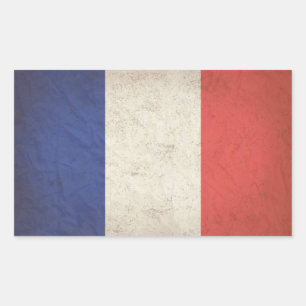 French Flag Distressed Rectangular Sticker