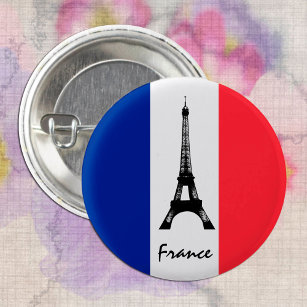 French flag & Eiffel Tower - France /sports fans 3 Cm Round Badge