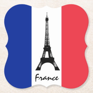 French flag & Eiffel Tower - France /sports fans Paper Coaster