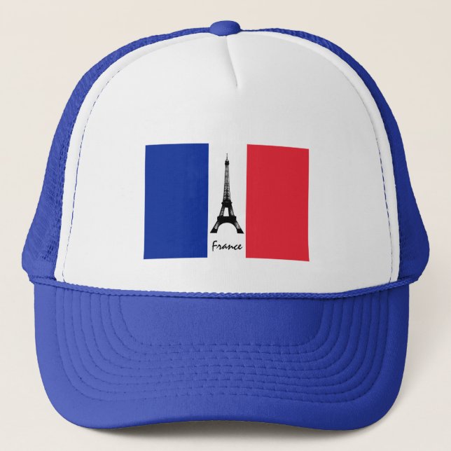 French flag & Eiffel Tower - France /sports fans Trucker Hat (Front)