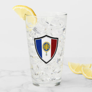French flag-emblem glass
