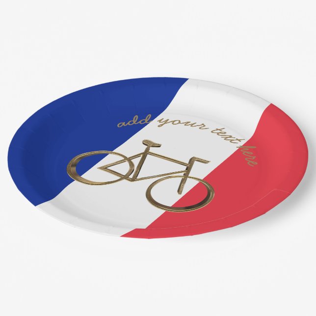 French Flag France Bike Bicycle Cycling Cyclist Paper Plate (Angled)