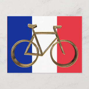 French Flag Golden Bike Bicycle Cycling Cyclist Postcard