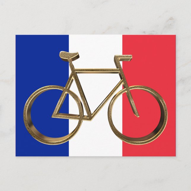 French Flag Golden Bike Bicycle Cycling Cyclist Postcard (Front)