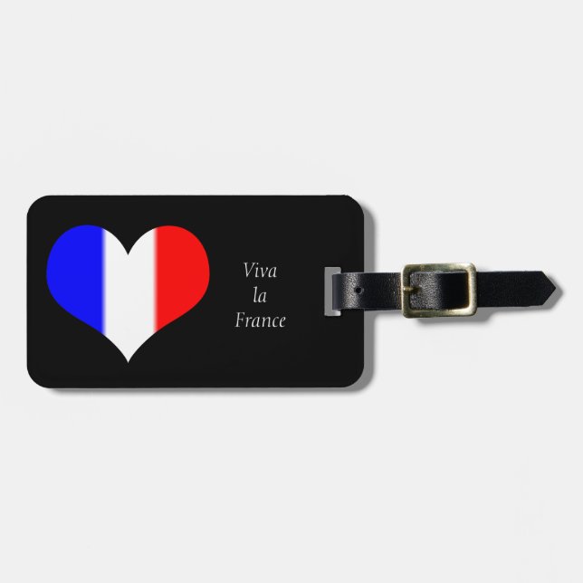 French Flag Heart Luggage Tag (Front Horizontal)