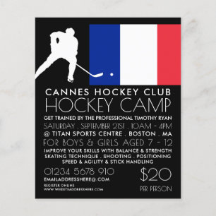 French Flag, Hockey Player, Camp Advertising Flyer
