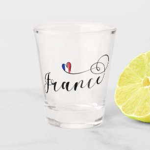 French Flag In A Heart, France Shot Glass