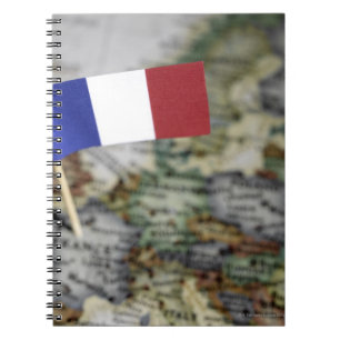 French flag in map notebook