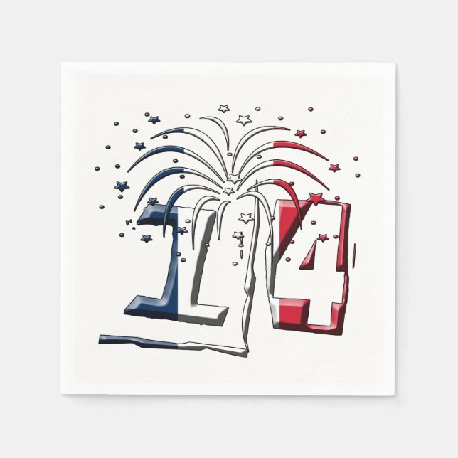 French Flag July 14 Quatorze Juillet Bastille Day Napkin (Front)