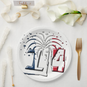 French Flag July 14 Quatorze Juillet Bastille Day Paper Plate