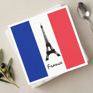 French flag Napkins, Eiffel Tower - France Napkin