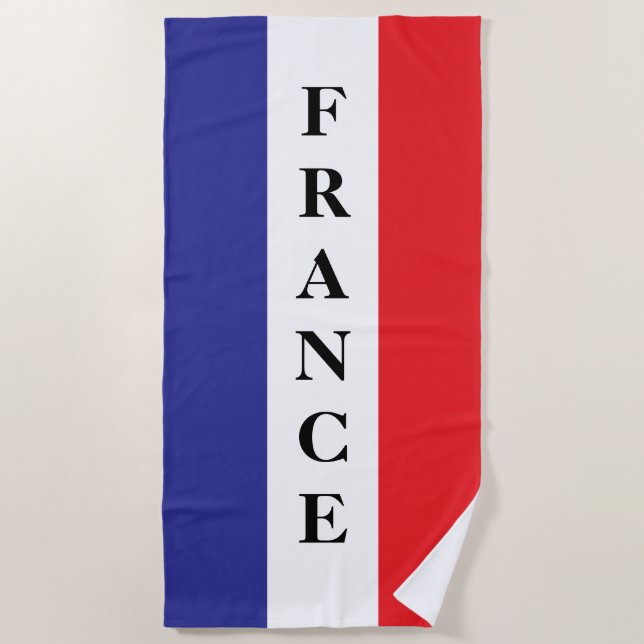 French flag of France personalised beach towel (Front)