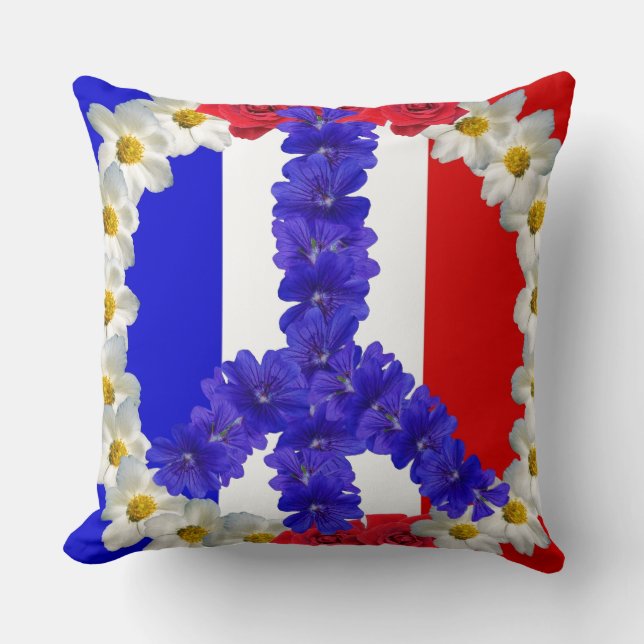 french flag peace sign cushion (Front)
