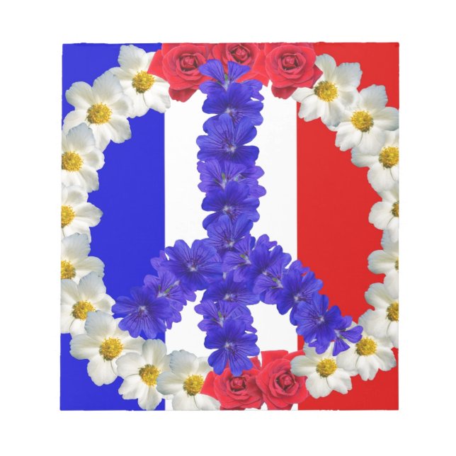 french flag peace sign notepad (Front)