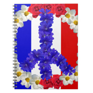 french flag peace sign spiral notebook