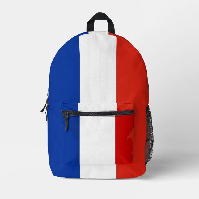 French flag printed backpack (Front)