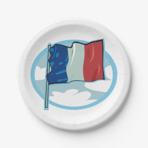 French Flag Red White Blue Paper Plates