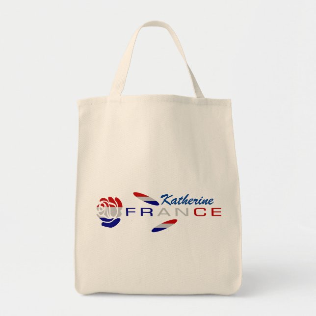 French Flag Rose Personalised  Tote Bag (Front)