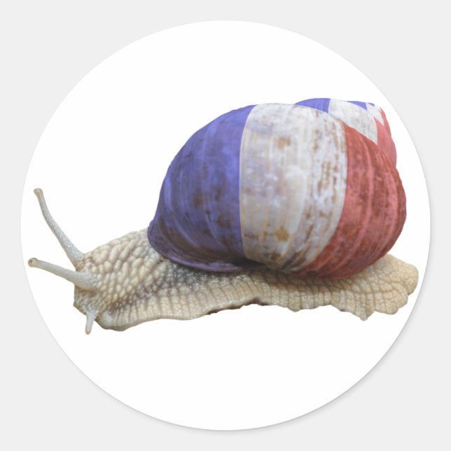 French flag snail classic round sticker (Front)