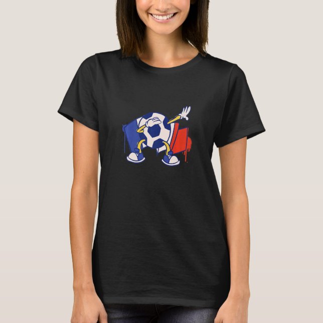 French Flag Soccer Ball Dabbing France Soccer Play T-Shirt (Front)