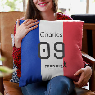 French Flag Soccer Fan Personalised Team Support Cushion