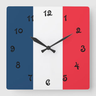 French Flag Square Wall Clock