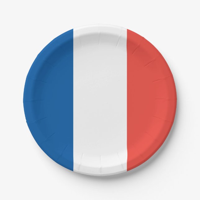 French Flag: Tricolor Bastille Day Party Paper Plate (Front)