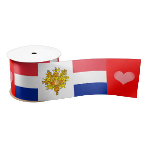 French Flag Tricolor Ribbon, Emblem, Heart, France Satin Ribbon