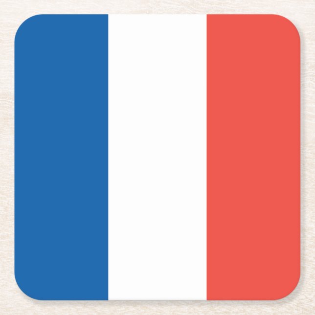 French Flag, Vive la France, Bastille Day Party Square Paper Coaster (Front)