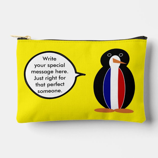French Flag Wildlife Penguin personalise Gift Accessory Pouch (Front)