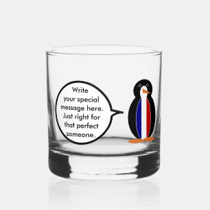 French Flag Wildlife Penguin personalise Gift Whiskey Glass