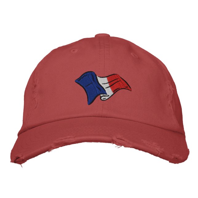 French flag worn look retro France baseball cap (Front)