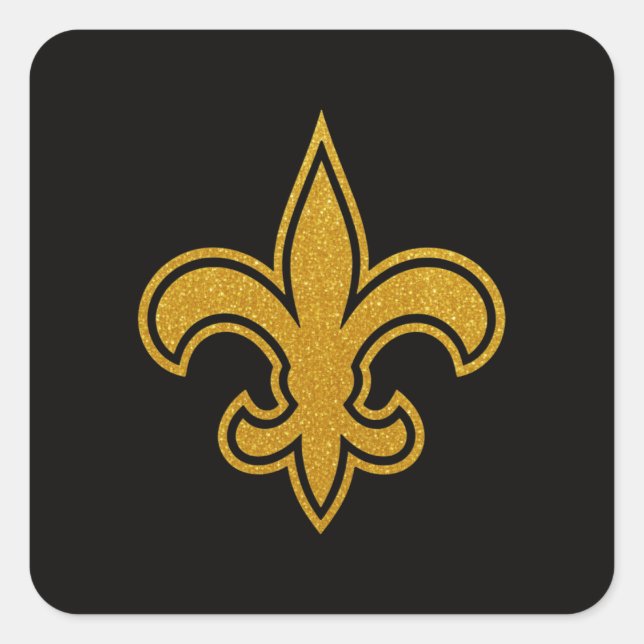 French Fleur De Lis Gold and Black Square Sticker (Front)