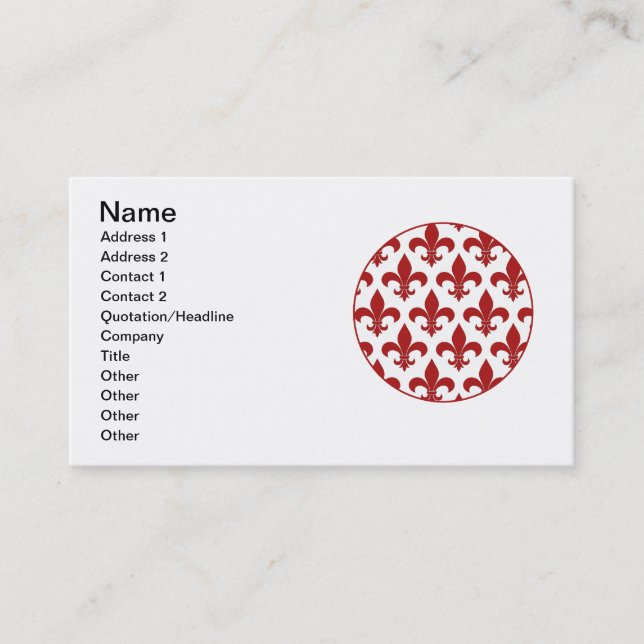 French Fleur de lis Pattern Classic Business Card (Front)