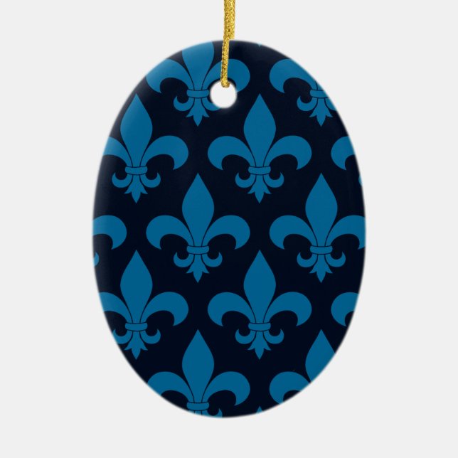 French Fleur de lis Pattern Classic Ceramic Tree Decoration (Front)