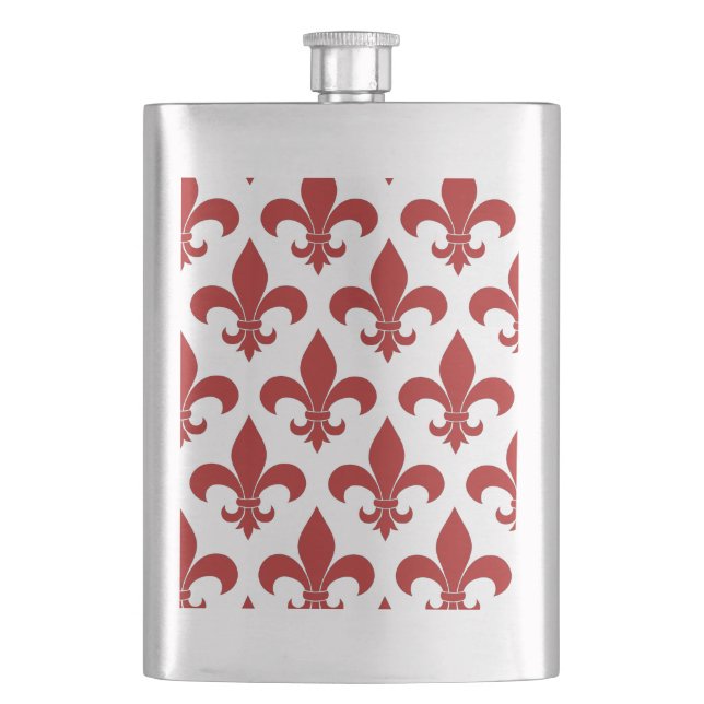 French Fleur de lis Pattern Classic Hip Flask (Front)