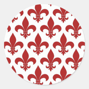 French Fleur de lis Pattern Classic Round Sticker