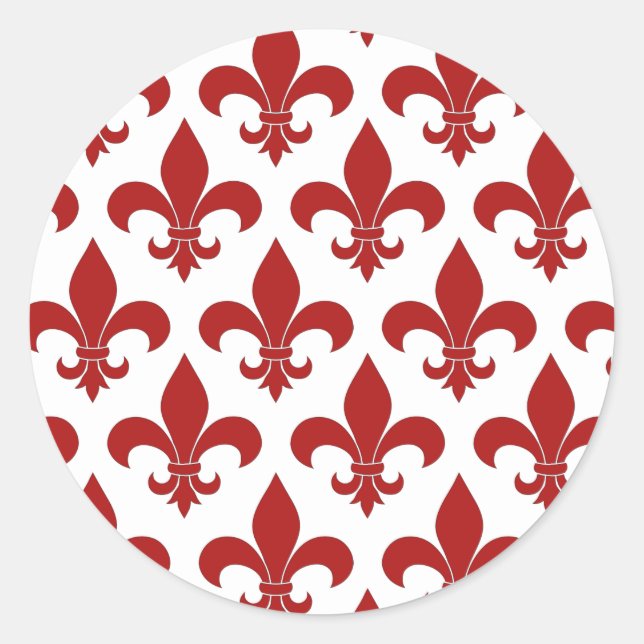 French Fleur de lis Pattern Classic Round Sticker (Front)