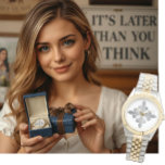 French Fleur de Lis Silver Vintage Paris Classy Watch<br><div class="desc">Vintage French design with four silver fleur de lis flowers forming a cross in the centre.</div>