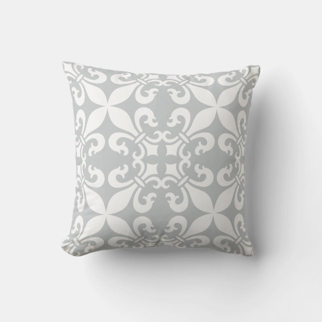 French Fleur de Lys Pattern Customisable Colour Cushion (Front)