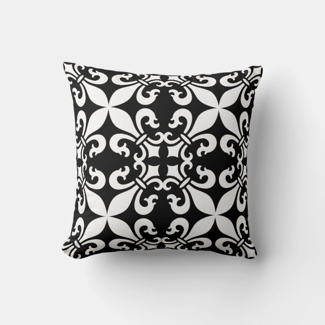 French Fleur de Lys Pattern Customisable Colour Cushion (Front)