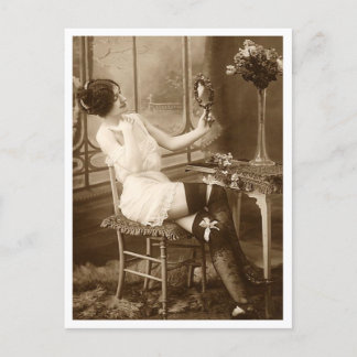 French Flirt  - Vintage Pinup Postcard