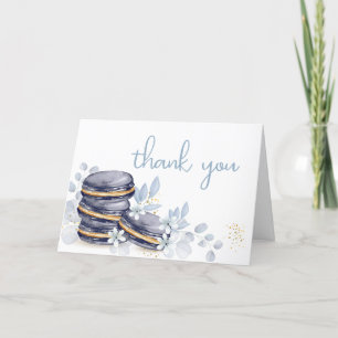 French Floral Bonjour Bébé Macaron Baby Shower Thank You Card
