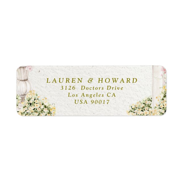 french floral chateau wedding Return Address (Front)