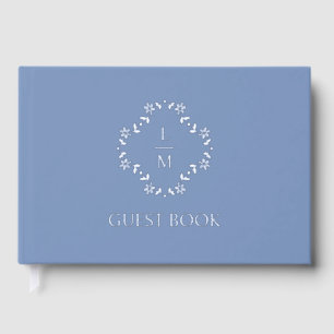French Floral Couple Monogram Wedding Guest Book